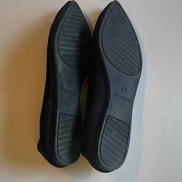 Rothy's Black Flats with Blue Trim - Picture 2 of 4